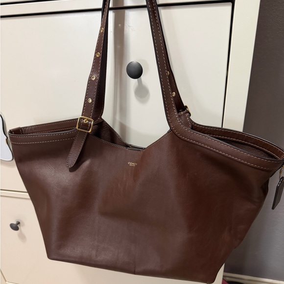Coach Handbags - Coach Chocolate Brown Leather Tote with Gold Hardware